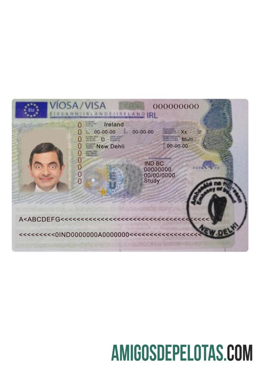 Visto de viagem para Irlanda modelo